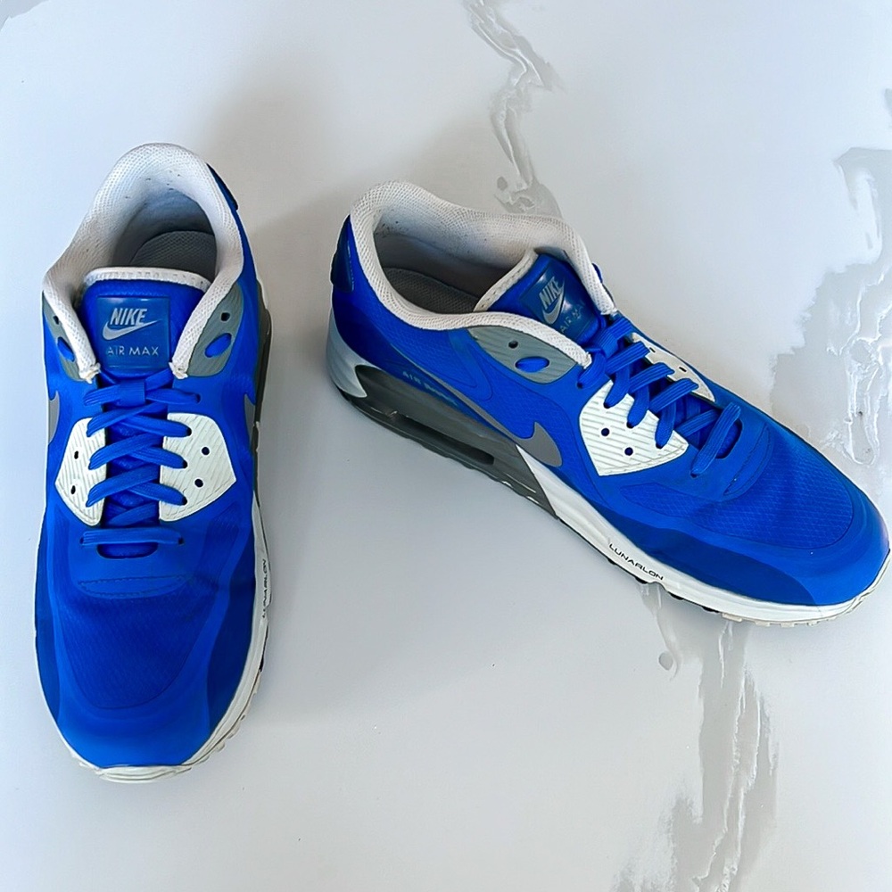 NIKE Air Max Lunar 90 Blue White Gray Sneaker Mens Sz 10.5 654471 401